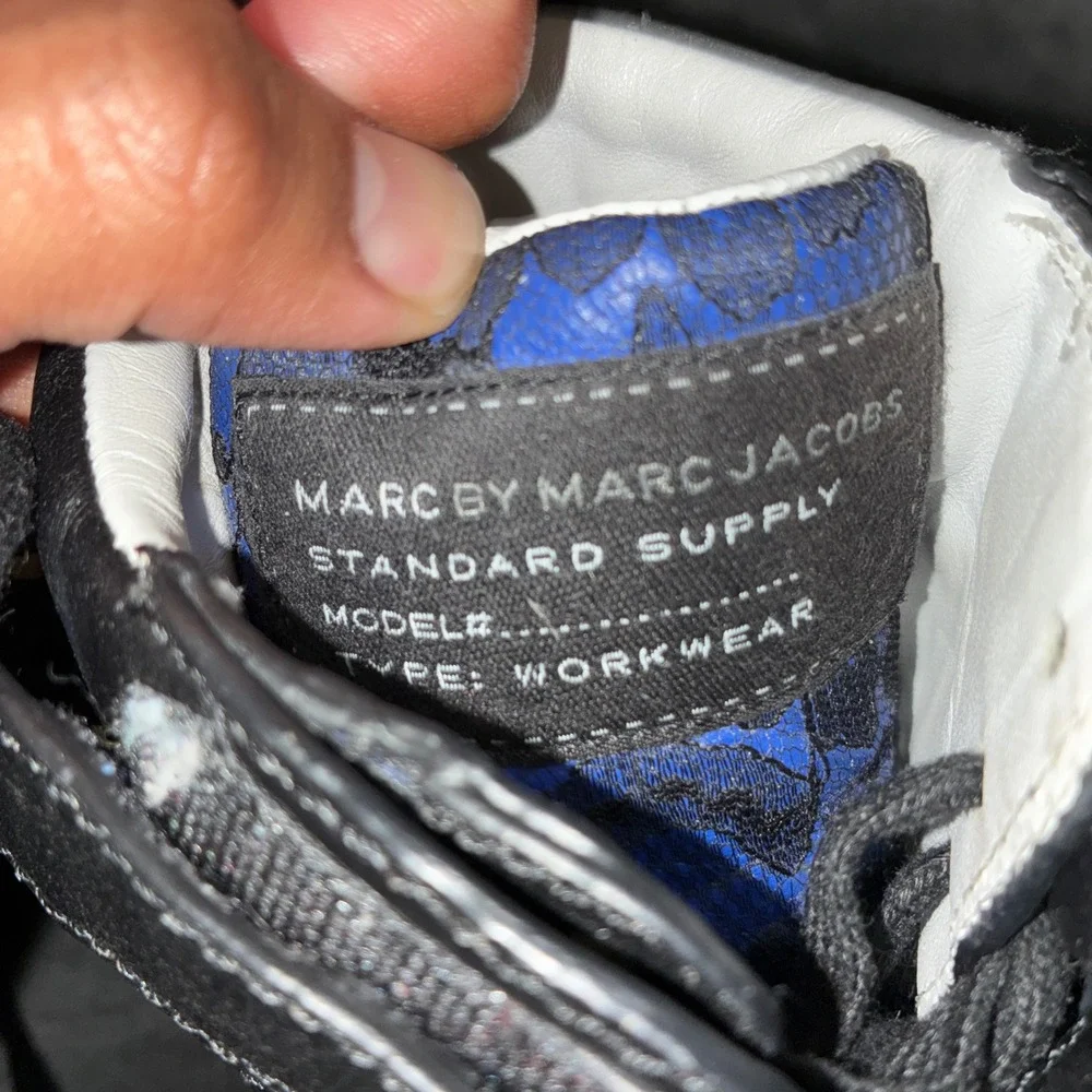 Marc by Marc Jacobs Blue Lace Leather Wedge Sneakers High Top MBMJ Shoes